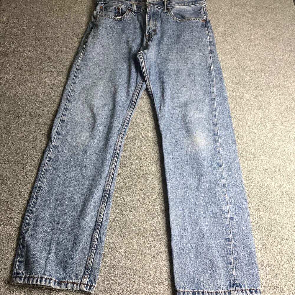 Levi's 505 Regular Fit Straight Leg Jeans Men's 31x30 Light Wash Blue Denim B265